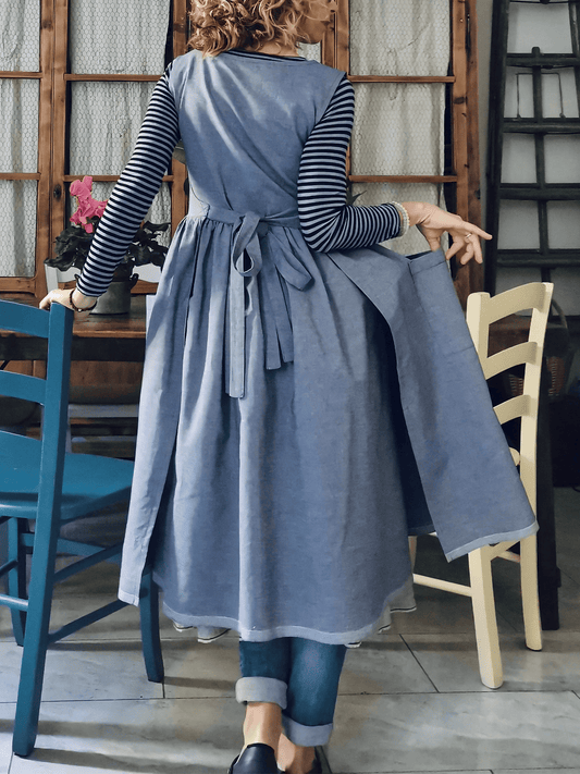 Vintage Blue Kitchen Apron & Dress (2-in-1)